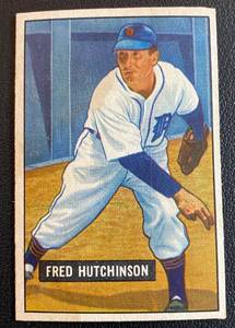 lot 27A image: 1951 Bowman Fred Htchinson #141 Vintage Baseball Card