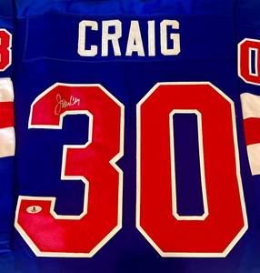 lot 5 image: Jim Craig Signed 1980 Team USA Olympic Hockey Jersey with Beckett COA