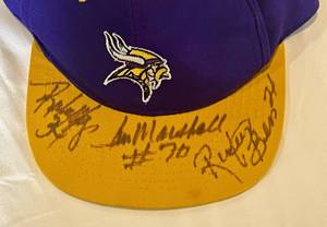 lot 53B image: Jim Marshall, Rickey Young and Rufus Bess Signed Minnesota Vikings Football Hat