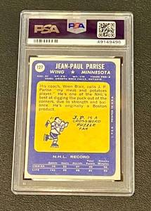 lot 51B image: Jean-Paul JP Parise Signed Hockey Cards PSADNA Authenticated 1969 Topps #127 Vintage Minnesota North Stars Hockey Card