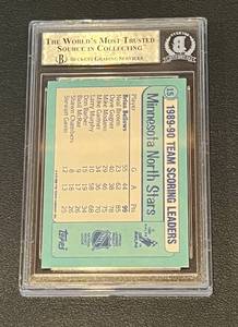 lot 49B image: Brian Bellows Signed Hockey Card Beckett Authenticated - 1990-1991 Topps Tiffany #15 Minnesota North Stars