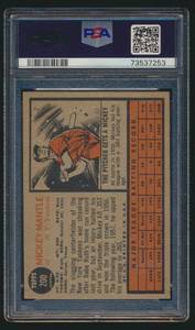 lot 1A image: Mickey Mantle 1962 Topps #200 PSA 3 VG Vintage Baseball Card