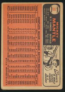 lot 1B image: Mickey Mantle 1966 Topps #50 Vintage Baseball Card