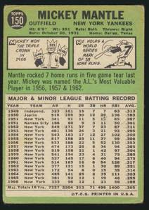 lot 2D image: Mickey Mantle 1967 Topps #150 Vintage Baseball Card