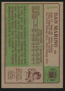lot 4I image: Dan Marino RC 1984 Topps #123 Rookie Vintage Football Card