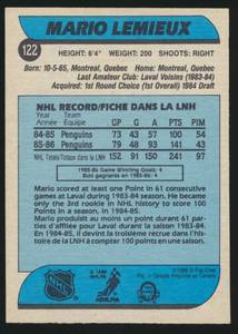 lot 15G image: Mario Lemieux 2nd Year O Pee Chee 1986 #122 Vintage Hockey Card
