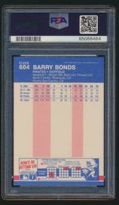 lot 17G image: Barry Bonds RC PSA 8 NM-MT 1987 Fleer #604 Rookie Baseball Card