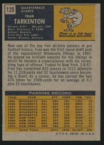 lot 19G image: Fran Tarkenton 1971 Topps #120 Vintage Football Card