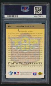 lot 24 image: Manny Ramirez RC PSA 8 NM-MT 1993 Upper Deck #433 Rookie Baseball Card