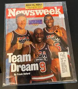 lot 35 image: 1992 Team USA Olympic Dream Team Basketball Newsweek Magazine - Michael Jordan, Larry Bird, Magic Johnson