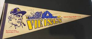 lot 47 image: Vintage 1984 Bud Grant Day Minnesota Vikings Pennants