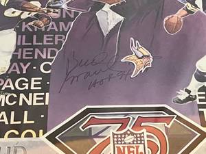 lot 14 image: Bud Grant Signed and Framed Hall of Fame Ring Ceremony Poster - Minnesota Vikings Football