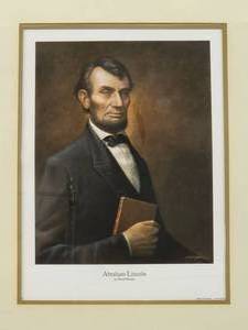 lot 58 image: Framed Abraham Lincoln Print Signed by the Artist David Geister