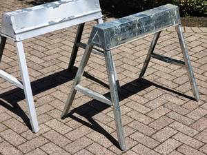 lot 96 image: (2) Lightweight Metal Folding Sawhorses