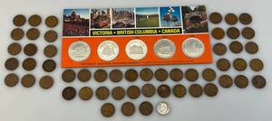 lot 4 image: Misc. Vintage Coins Including 1952 Silver Dime, Wheat Pennies & More
