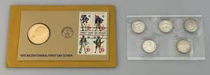 lot 5 image: 1975 Bicentennial First Day Cover With Coin & 1999 Statehood Quarters