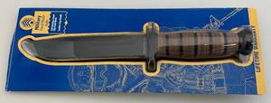 lot 20 image: Vintage Sheffield Military Fixed Blade Knife With Leather Sheath 7 Blade 5 Handle (NIB)