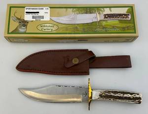 lot 21 image: Vintage Frost CutleryWhitetail Cutlery WT-805 Fixed Blade Hunting Knife (New In Open Box) 7 Blade 4 12 Handle