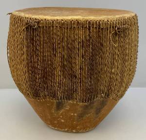 lot 129 image: Large African Style Drum 13 12 x 14