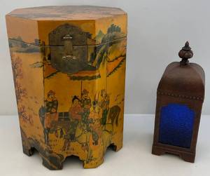 lot 150 image: Vintage Chinese Octagon Wedding Storage Chest 13 x 13 x 17 & More