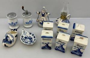 lot 152 image: Misc. Vintage Blue & White Items Including Made In Germany Spice Canisters & More