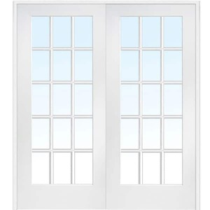 lot 109 image: MMI Door 72 in. x 80 in. Both Active Primed Composite Glass 15 Lite Clear True Divided Prehung Interior French Door