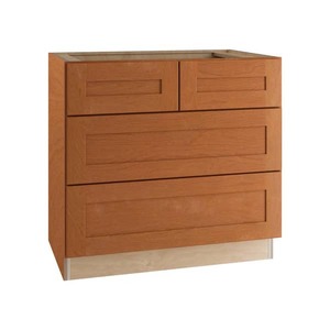 lot 142 image: (2) Hargrove Cinnamon Stain Plywood Shaker Assembled Cooktop Base Kitchen Cabinet Soft Close 36 in W x 24 in D x 34.5 in H