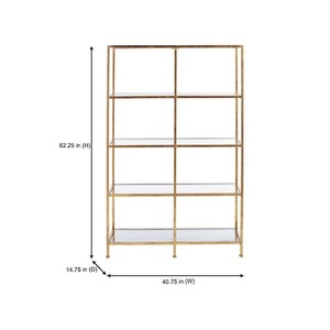 lot 145 image: Home Decorators Collection Bella Double Gold Metal and Glass 4-Shelf Accent Bookcase with Open Back (62 in. H x 40.75 in. W) x 2