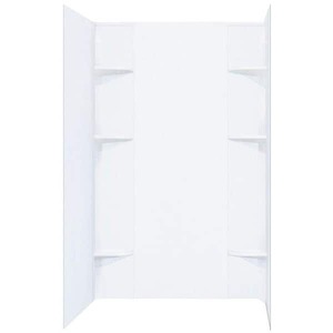 lot 157 image: MUSTEE Durawall 40 in. x 60 in. x 71-12 in. 5-Piece Easy Up Adhesive Alcove Shower Surround in White