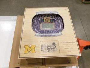 lot 44 image: NCAA Michigan Wolverines 23 in. x 22 in. 25-Layer StadiumViews Lighted End Table - Michigan Stadium