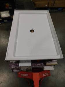 lot 45 image: Delta Classic 500 48 in. L x 34 in. W Alcove Shower Pan Base with Center Drain in High Gloss White