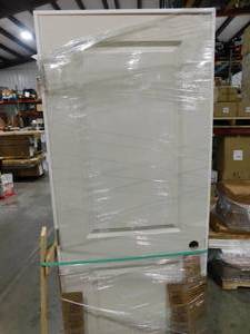 lot 57 image: Masonite 30 in. x 80 in. 2 Panel Square Top Right-Handed Solid Core Smooth Primed Composite Single Prehung Interior Door