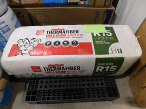 lot 123 image: Thermafiber Fire and Sound Gaurd R-15 Unfaced Mineral Wool Batt Insulation Roll 39 S.F