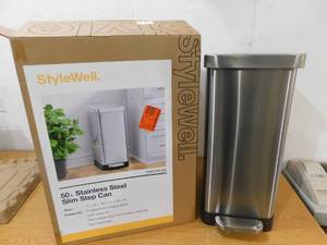 StyleWell SW 13 gal. Stainless Steel Step-On Trash Can D-Shaped