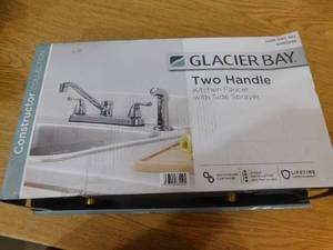 Glacier Bay Constructor Double-Handle Standard Kitchen Faucet with Side Sprayer in Polished Chrome