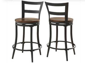 2 Red Brown Finish 24 Swivel Chairs