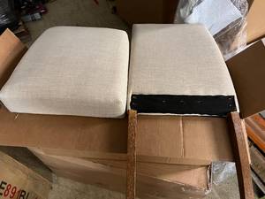 2 Beige Linen Parson Chairs