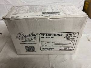 1000 Individually Wrapped White Teaspoons
