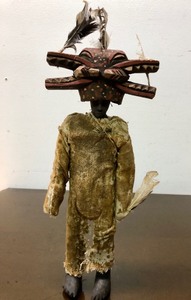 lot 16 image: Old Vintage Handmade Wooden African Senufo Figure wFrie Spitter Mask