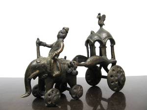 lot 41 image: Antique India Bronze Elephant Chariot Sculpture