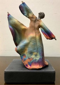 lot 9 image: Wonderful Large Raku Pottery Sculpture of a Dancer