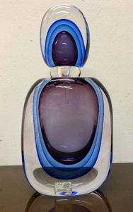 Large &amp; Fabulous Signed Vintage Murano Pino Signoretti Glass Bottle #1