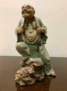 lot 12 image: Large Vintage Signed Chinese Terra Cotta or Ceramic Figure