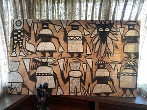 lot 66 image: MASSIVE Vintage Handmade African Mud Cloth Painting