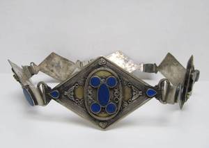 lot 82 image: Beautiful Antique Afghan Tribal Belt wLapis
