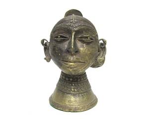 lot 101 image: Lovely Antique India BrassBronze Gauri Head Bust Sculpture