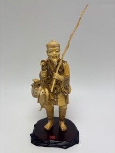 lot 40 image: Carved Vintage Faux Ivory or Bone&nbspOriental Figure #12
