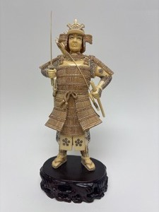 lot 30 image: Carved Vintage Faux Ivory or Bone&nbspJapanese Samurai Figure #2
