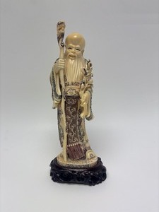 lot 35 image: Carved Vintage Faux Ivory or Bone&nbspOriental Figure #7