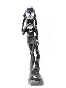 lot 71 image: Excellent Large Vintage Carved Hardwood Makonde Spirit Sculpture #4